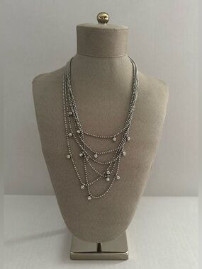 Kenneth Cole Multi-Strand, Silver-tone Ball Chain Necklace.